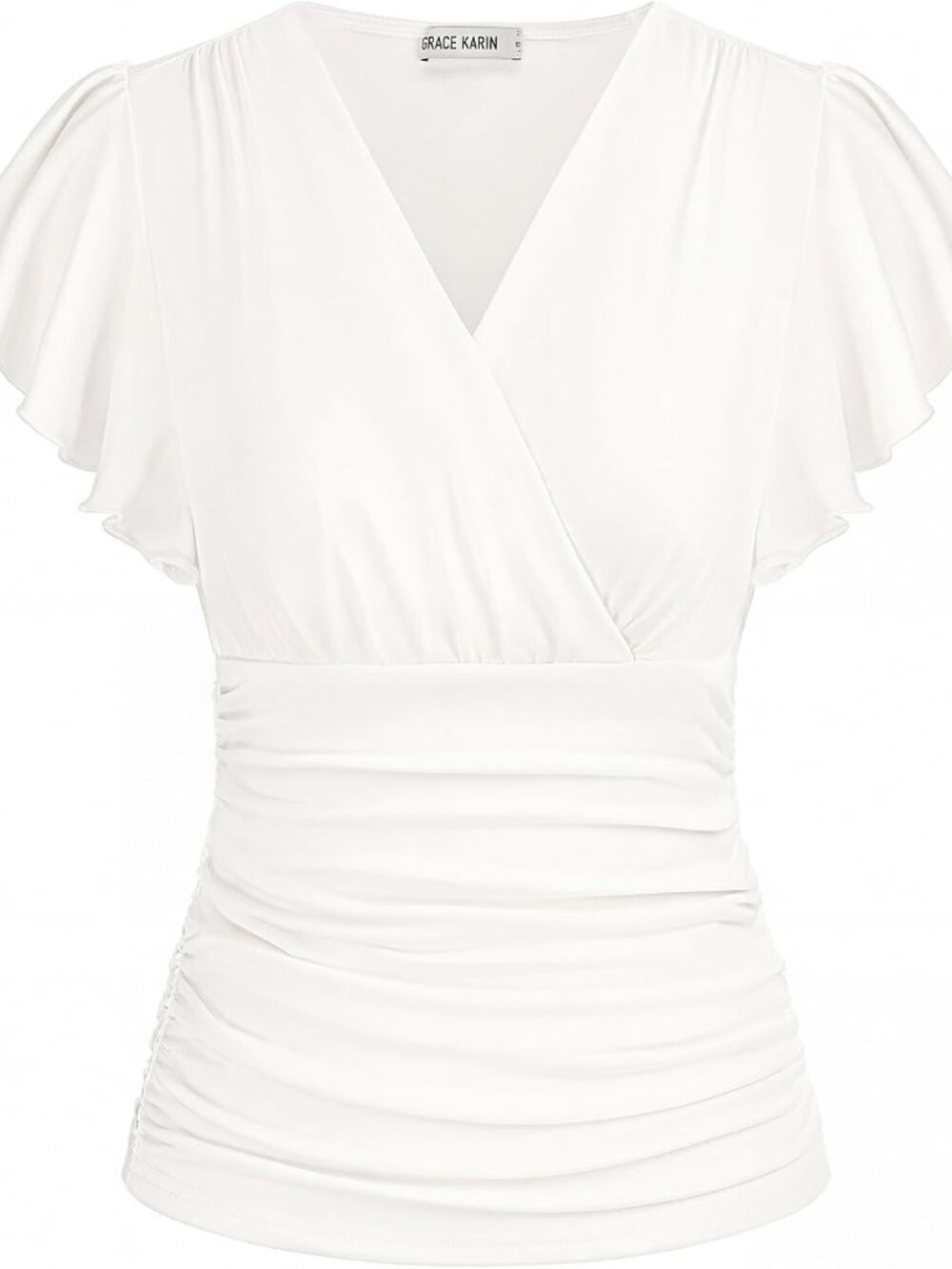 Womens Tops Dressy Casual Ruffle Sleeve Wrap Blouses